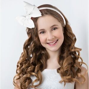 White Hair Bow on a Wrapped Headband, Stylish for All Hair Types, Bows